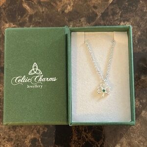 Silver and Green Shamrock Necklace